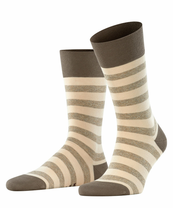 FALKE Sensitive Mapped Line Herren Socken, 39-42, Braun, Streifen, Baumwoll günstig online kaufen