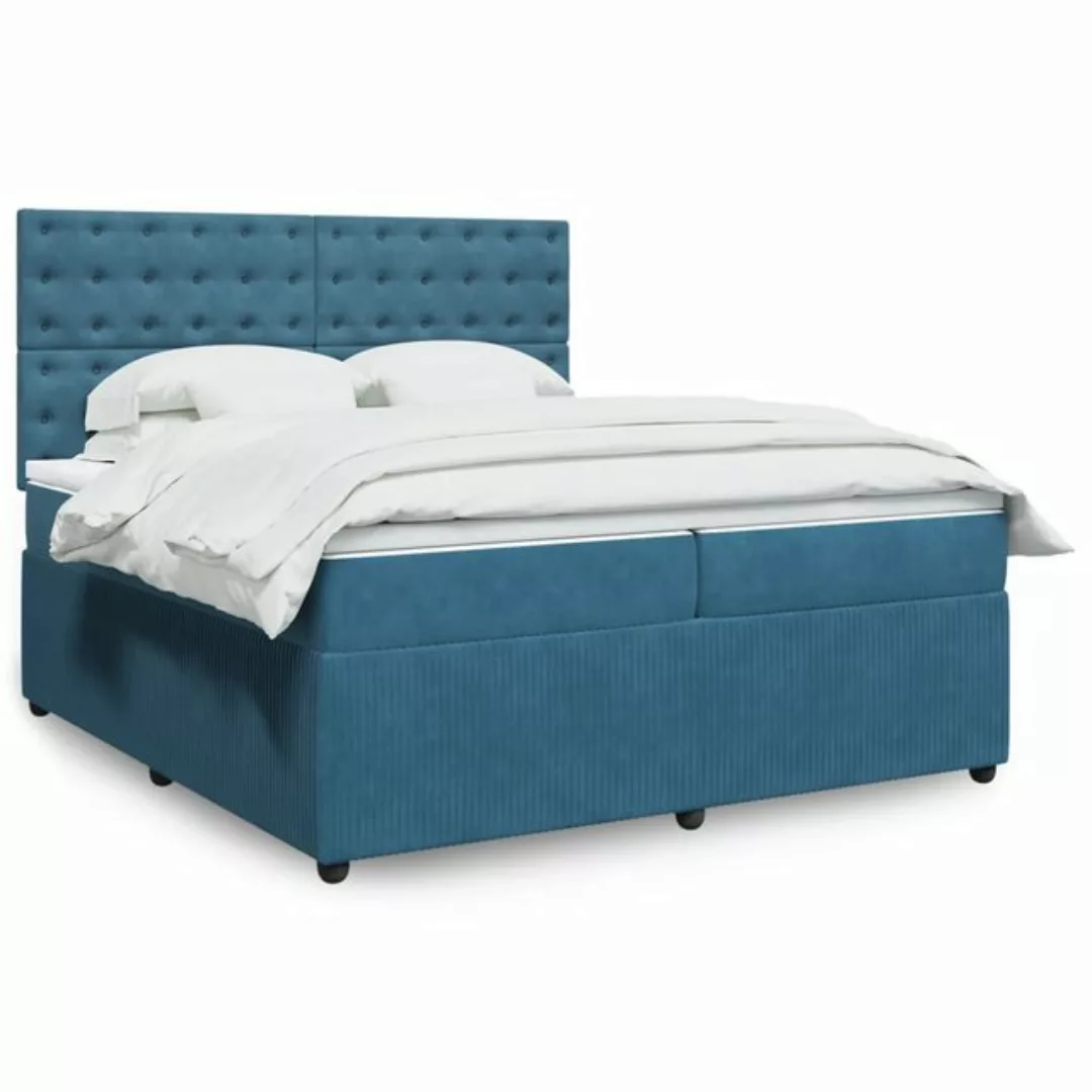 vidaXL Boxspringbett, Boxspringbett mit Matratze Blau 200x200 cm Samt günstig online kaufen