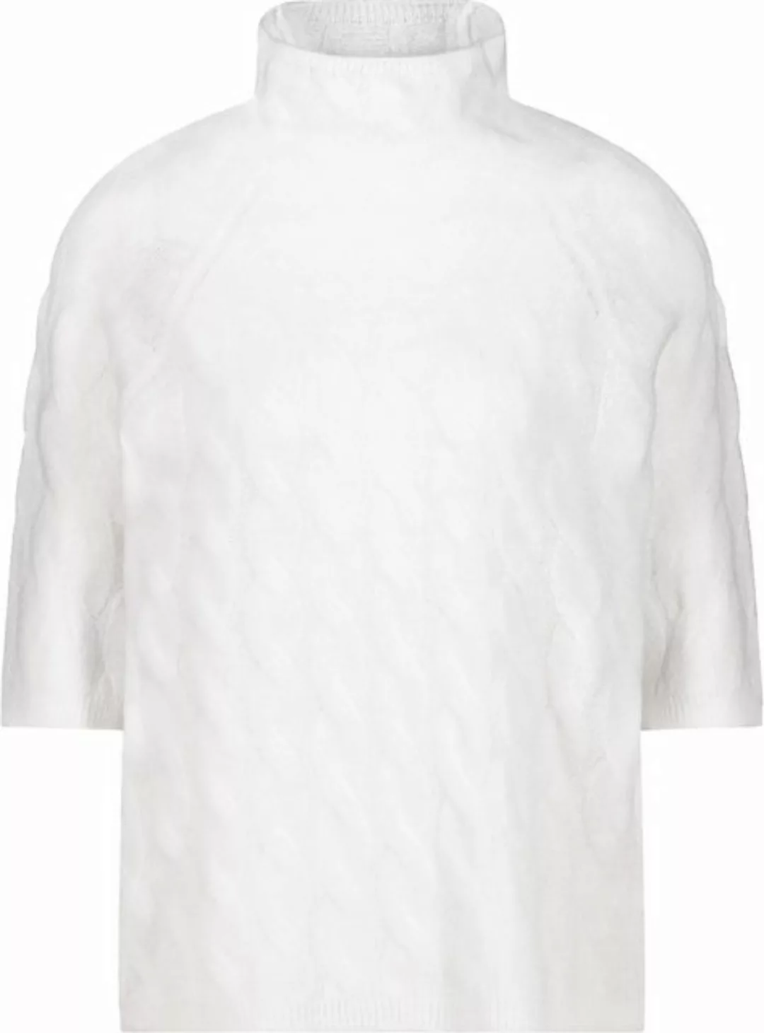 Monari Kurzarmshirt Flauschiger Pullover mit Zopfmuster off-white günstig online kaufen