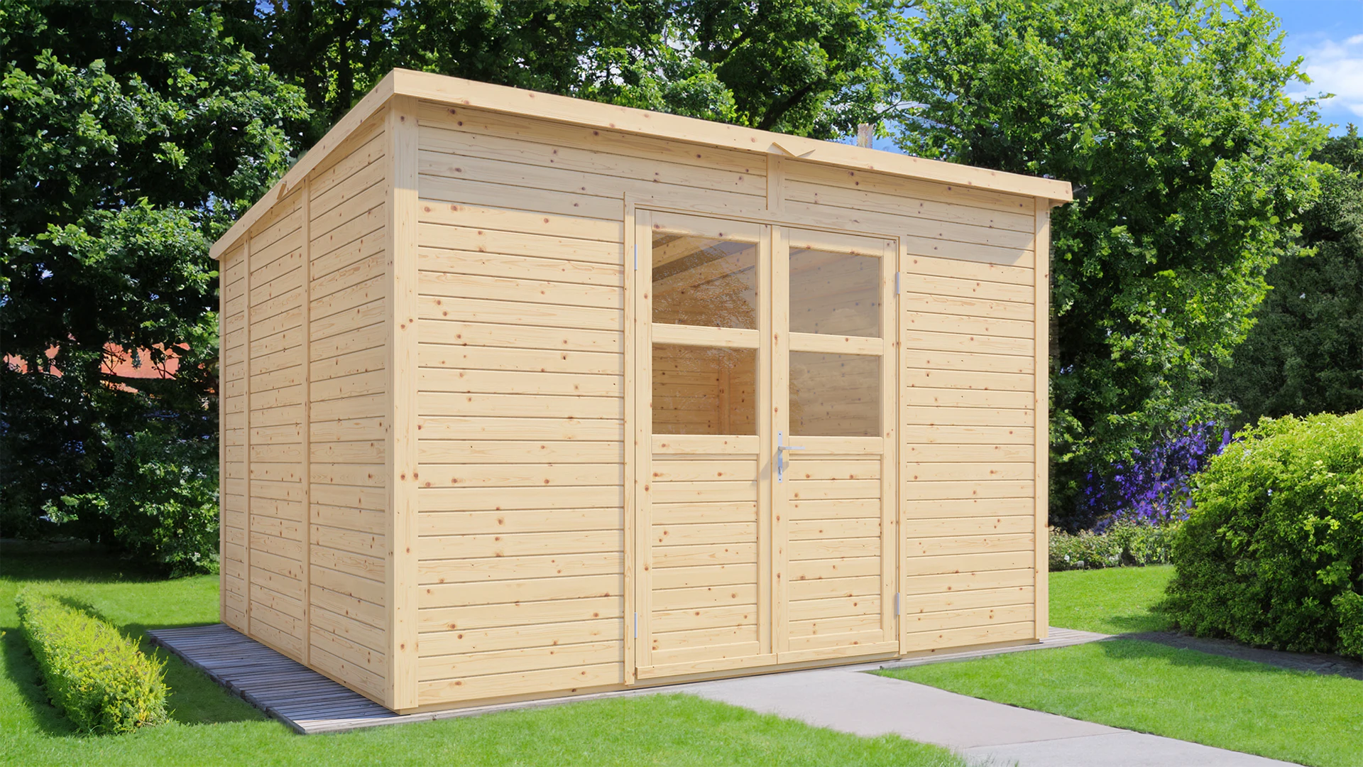 BERTILO Gartenhaus "Baltrum 2 naturbelassen", mit Fußboden, Fenster und Dop günstig online kaufen