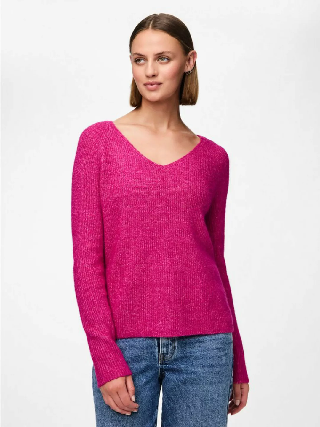 pieces V-Ausschnitt-Pullover PCELLEN LS V-NECK KNIT NOOS BC mit Wolle günstig online kaufen