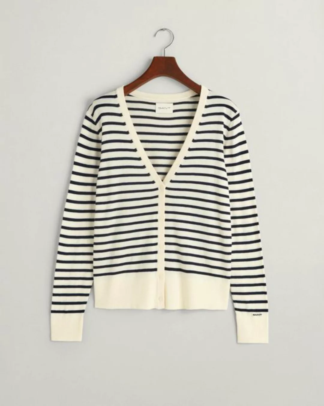 Gant Strickjacke FINE KNIT STRIPED CARDIGAN, DOVE BLUE günstig online kaufen