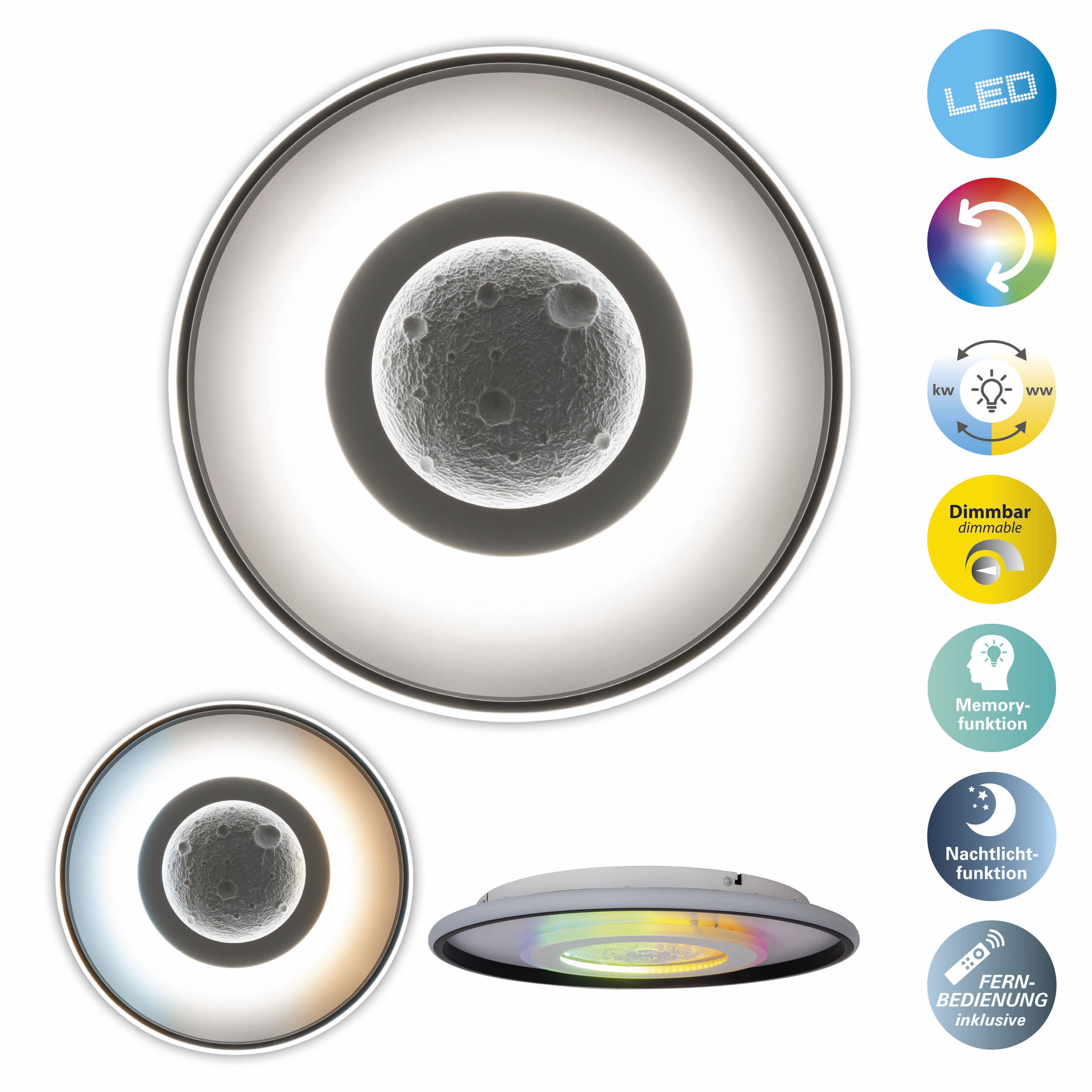 my home LED Deckenleuchte »Lyra«, 1 flammig-flammig, Mond (Mondstruktur), i günstig online kaufen