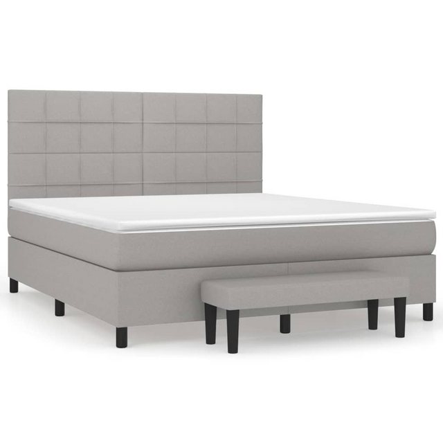 vidaXL Boxspringbett Boxspringbett mit Matratze Hellgrau 180x200 cm Stoff B günstig online kaufen