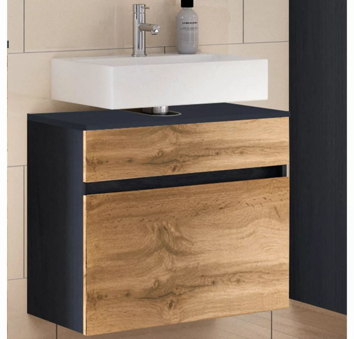 Lomadox Badezimmer Waschtischunterschrank mit Auszug LOUROSA-03 in Graphitg günstig online kaufen