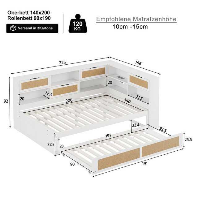 HAUSS SPOLE Schlafsofa 140x200 mit Ausziehbett, vielen Staufächern und Lade günstig online kaufen