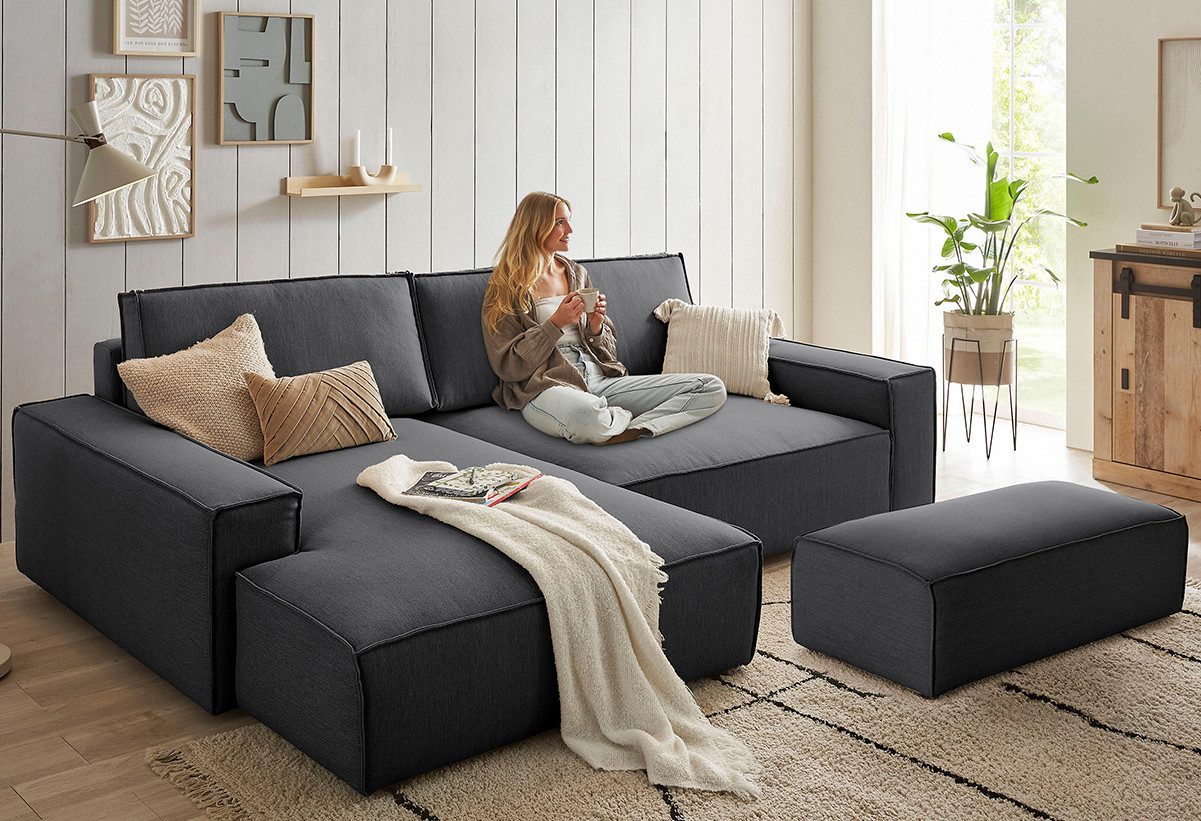 Home affaire Polsterecke "NEU: SHERWOOD XXL tief, L-Form mit Schlaffunktion günstig online kaufen