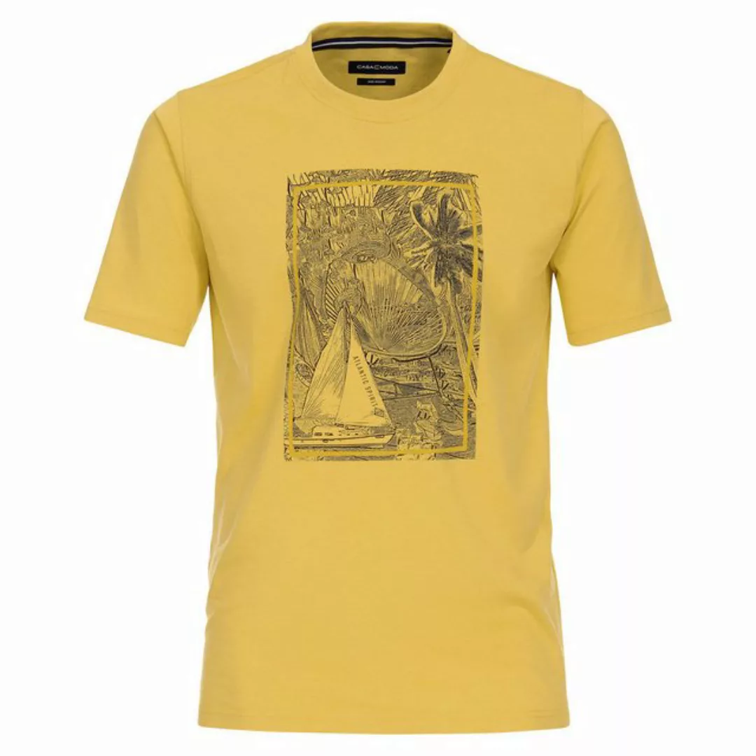 CASAMODA Rundhalsshirt CasaModa XXL T-Shirt senfgelb Sommer-Frontprint günstig online kaufen