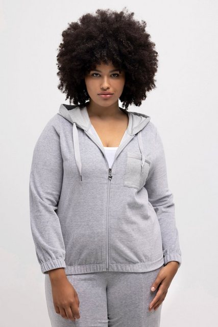 Ulla Popken Sweatjacke Loungewear-Jacke Velourssamt Sweat-Kapuze günstig online kaufen