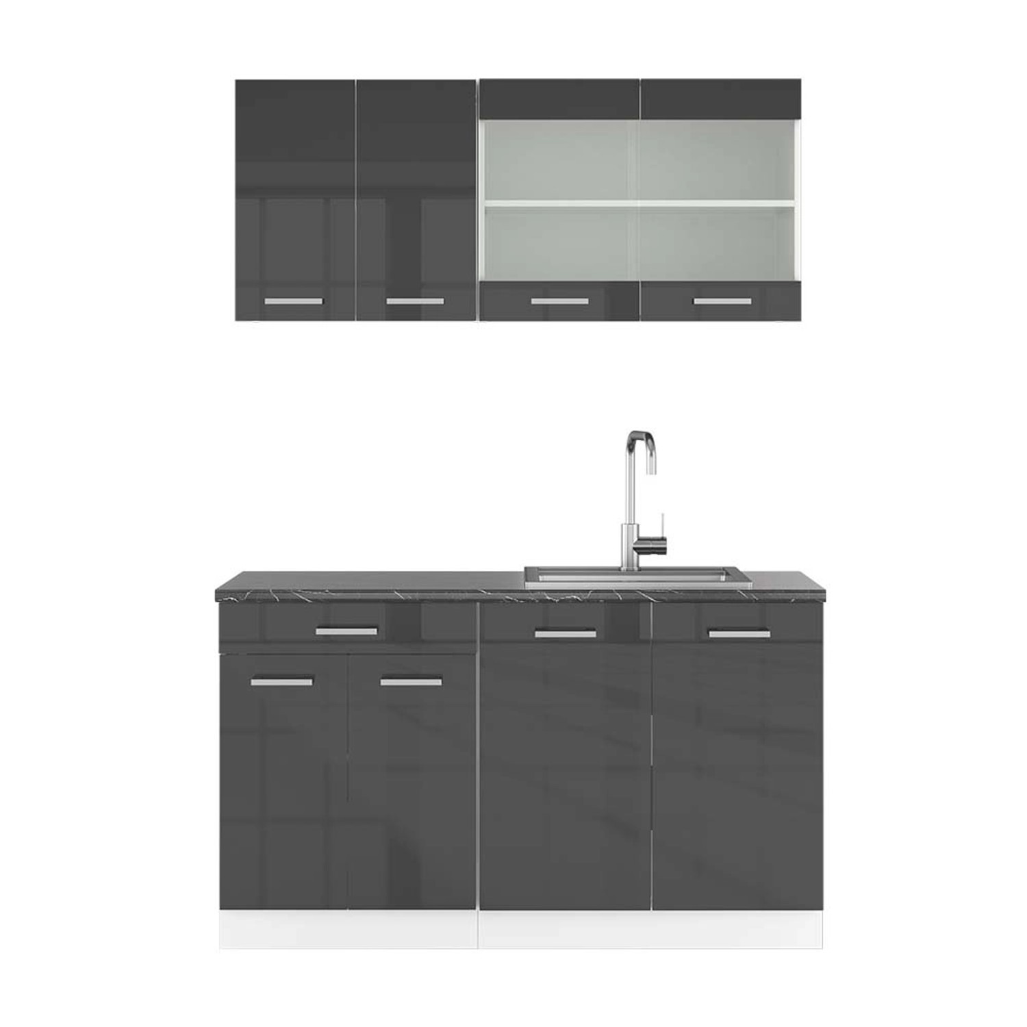 Vicco Winkelküche Fame-Line, Anthrazit Landhaus/Weiß, 160 günstig online kaufen
