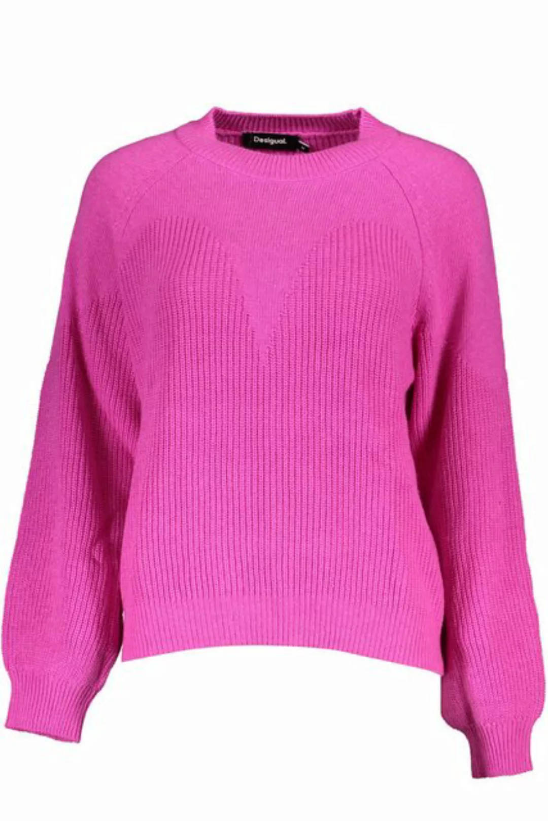 Desigual Strickpullover Rosa Damenpullover mit hohem Kragen und Kontrastdet günstig online kaufen