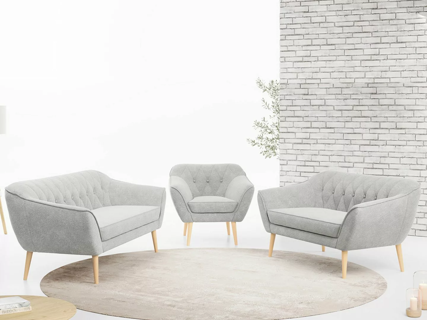 MKS MÖBEL Sofa PIRS 3 2 1, Moderne Sofa Set, Skandinavische Deko günstig online kaufen