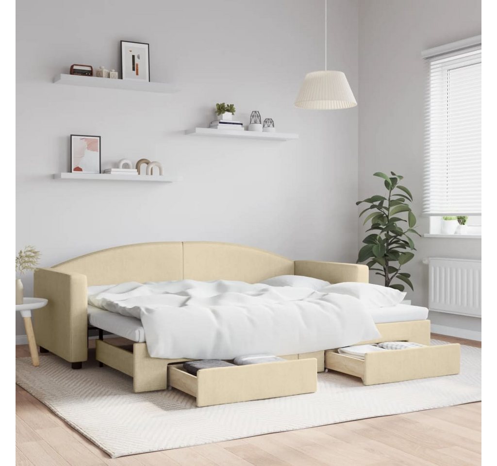 vidaXL Gästebett Gästebett Tagesbett Ausziehbar mit Schubladen Creme 80x200 günstig online kaufen