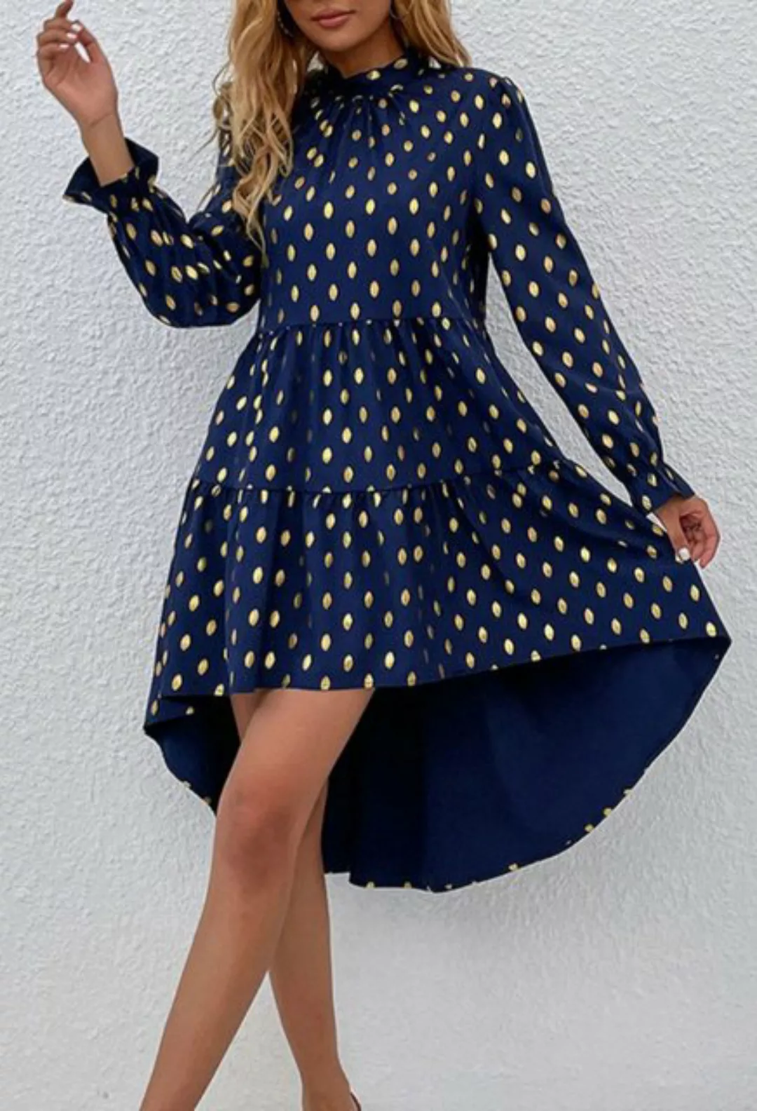 LOVGCCN Druckkleid Retro-Tupfen-Fischschwanzkleid (Lockeres, langärmliges K günstig online kaufen