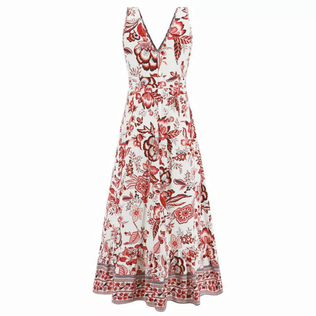 ZWY Spaghettikleid Sommerkleid mit Blumenmuster, langer Rock mit Retro-Prin günstig online kaufen