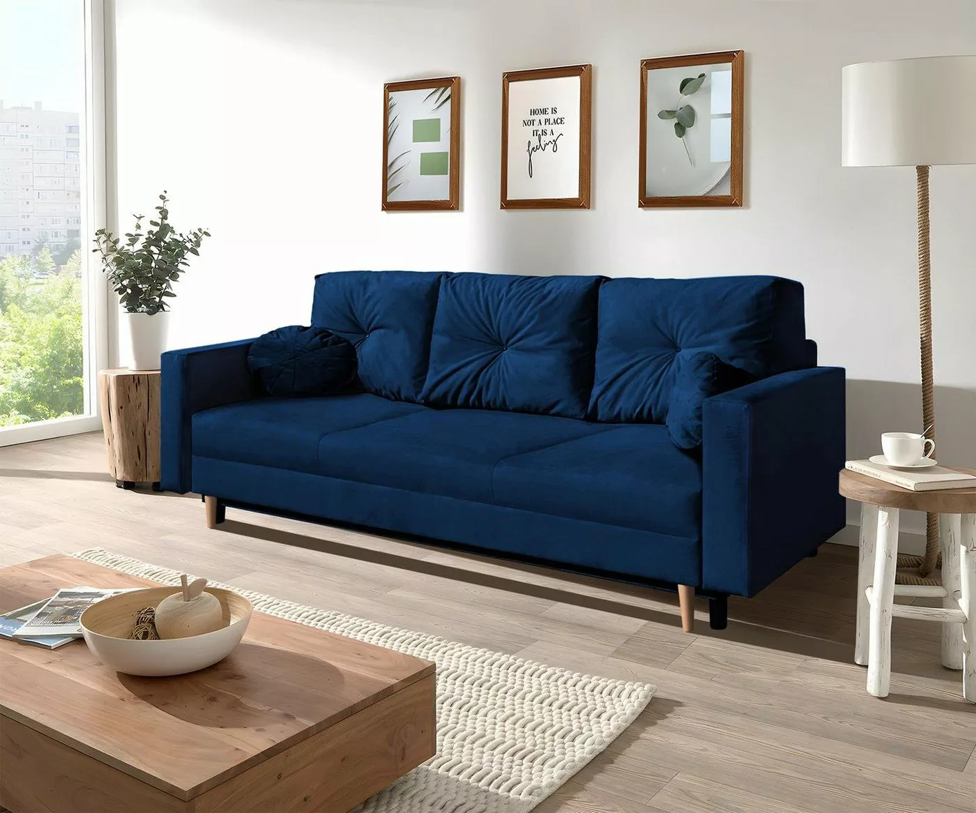 Beautysofa 3-Sitzer MILAN, skandinavisches Design, Wellenunterfederung, Bet günstig online kaufen