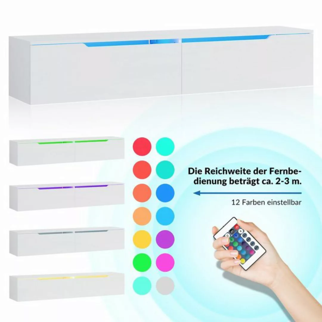 SONNI TV-Schrank Ein weißer, hängender TV-Schrank mit LED-Lichteffekten.160 günstig online kaufen