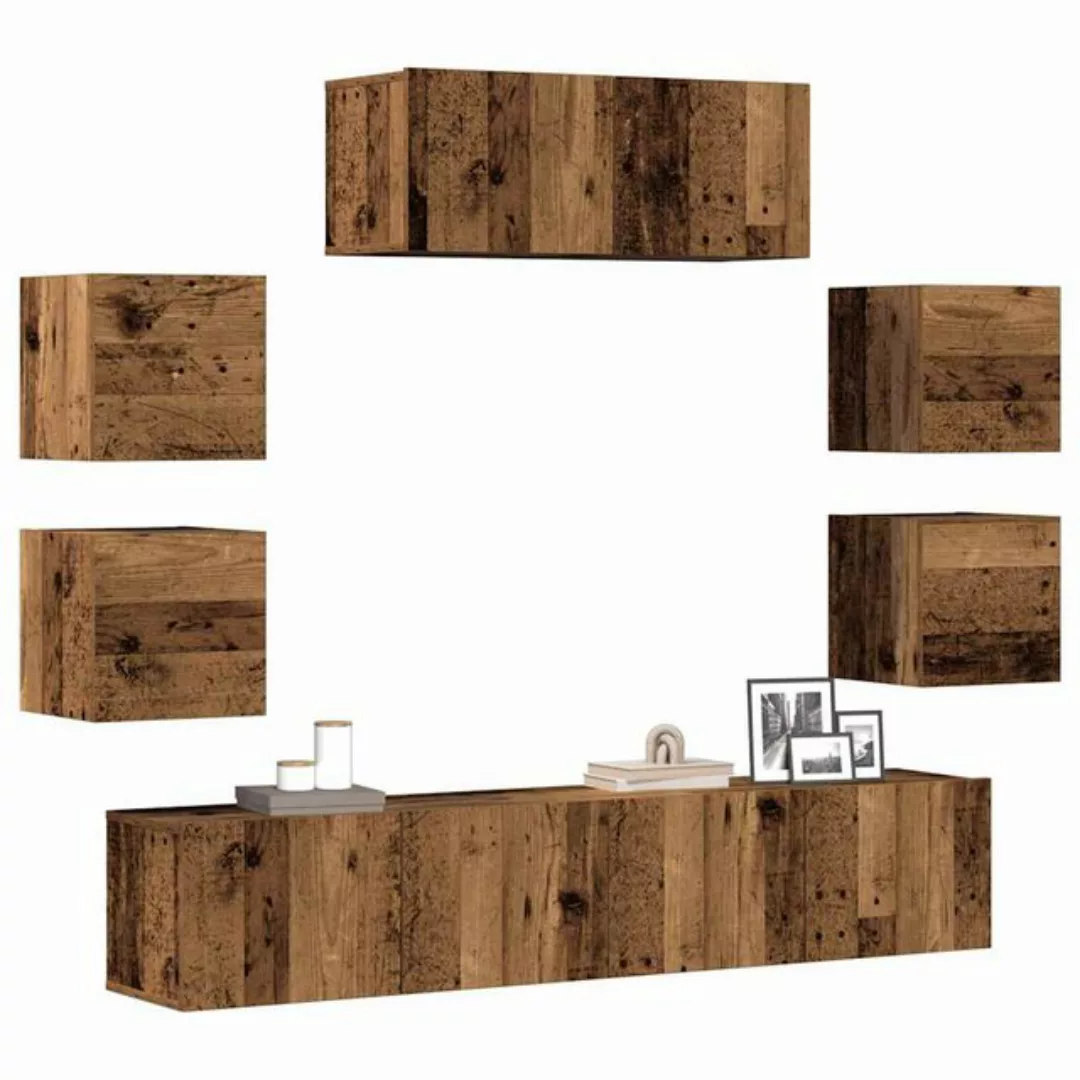 vidaXL Schrankmodule 7-tlg. TV-Schrank-Set Wandmontage Altholz-Optik Holzwe günstig online kaufen