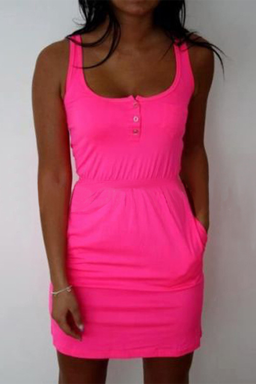 Rose ärmellose enge Taille Mini Kleid günstig online kaufen