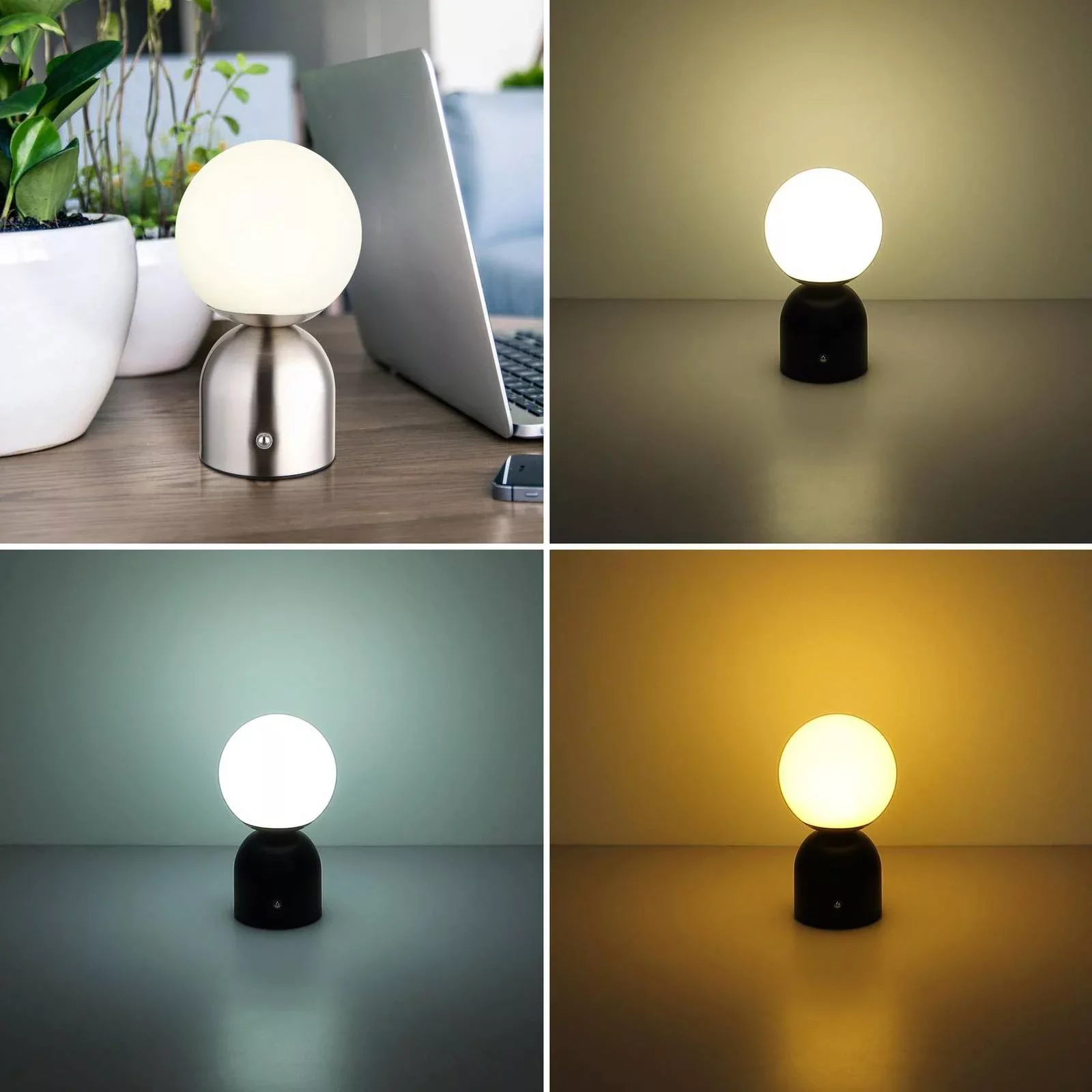 LED-Akku-Tischlampe Julsy, nickelfarben, Höhe 21 cm, CCT günstig online kaufen