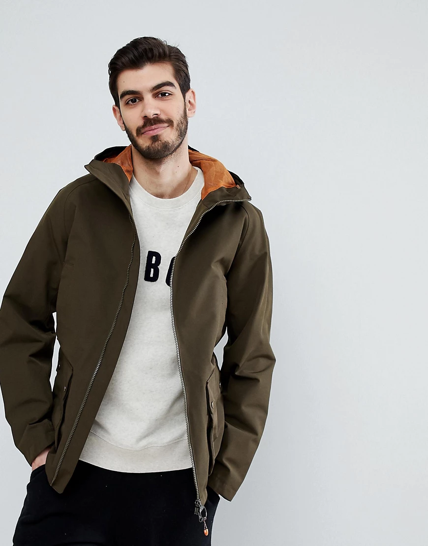 Barbour – Medway – Jacke in Olivgrün mit Kapuze und Reißverschluss günstig online kaufen