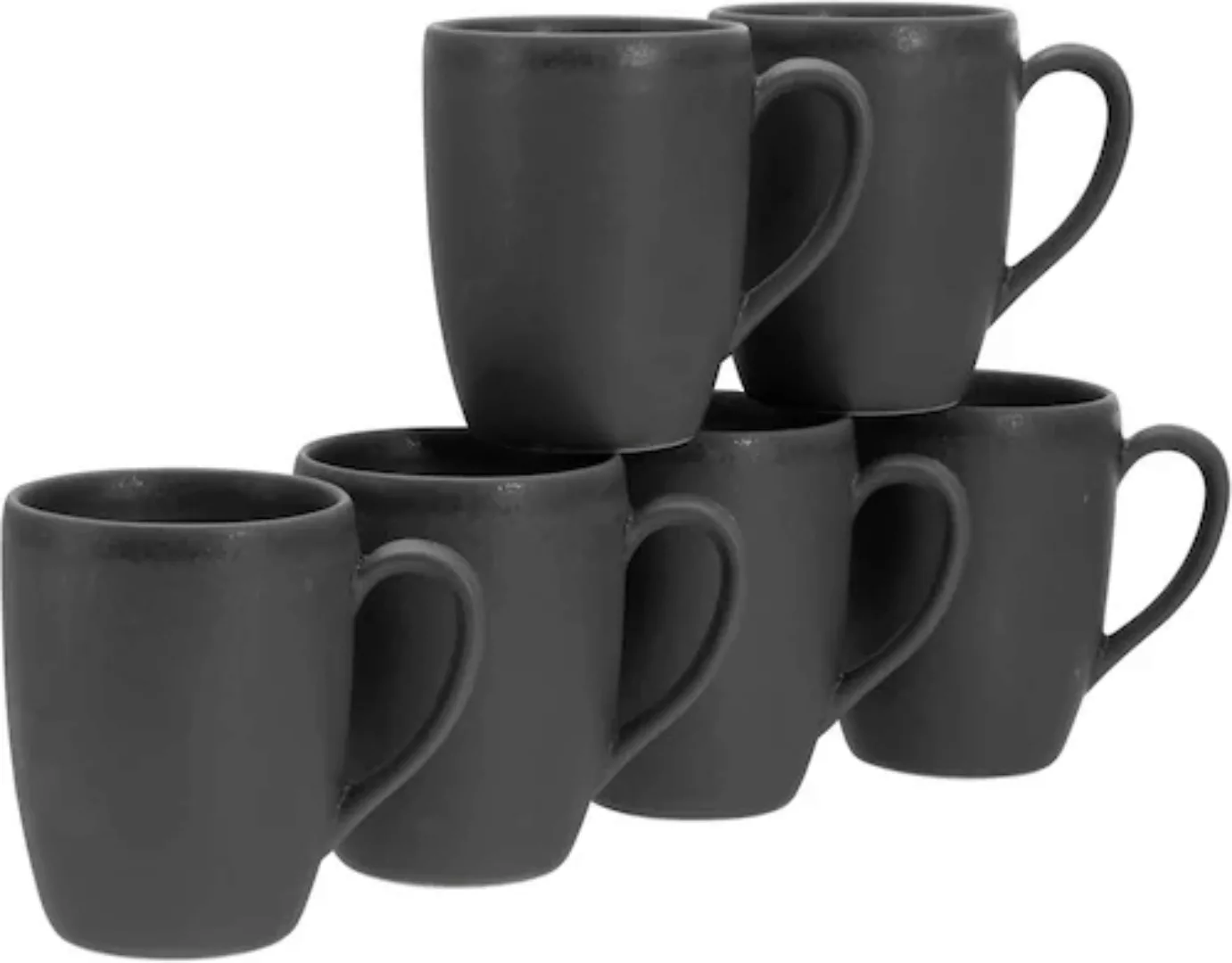 CreaTable Kaffeebecherset Soft Touch Black schwarz Steinzeug 6 tlg. günstig online kaufen