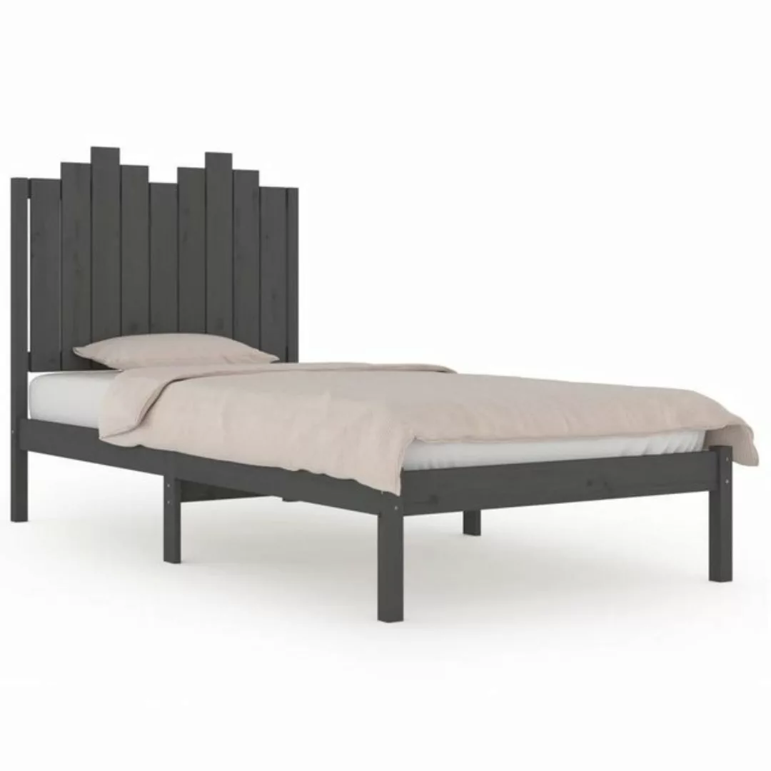 furnicato Bett Massivholzbett Grau Kiefer 90x200 cm günstig online kaufen