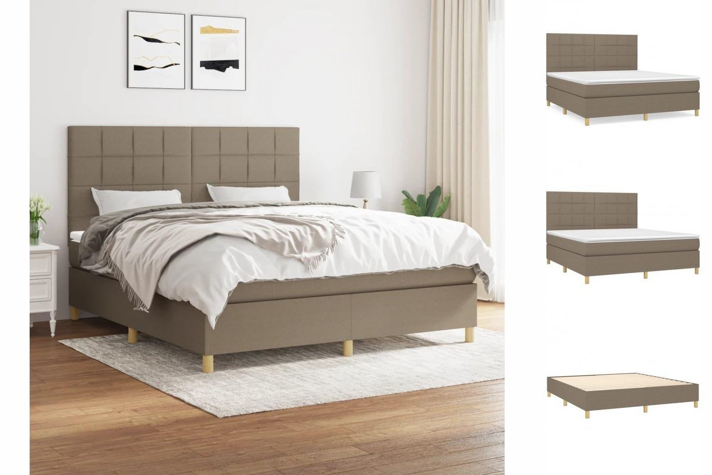 vidaXL Boxspringbett Boxspringbett mit Matratze Taupe 180x200 cm Stoff Bett günstig online kaufen