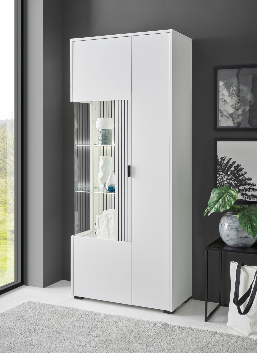 INOSIGN Vitrine "Hudson, Stauraumvitrine", in moderner Trendfarbe, Griffe a günstig online kaufen