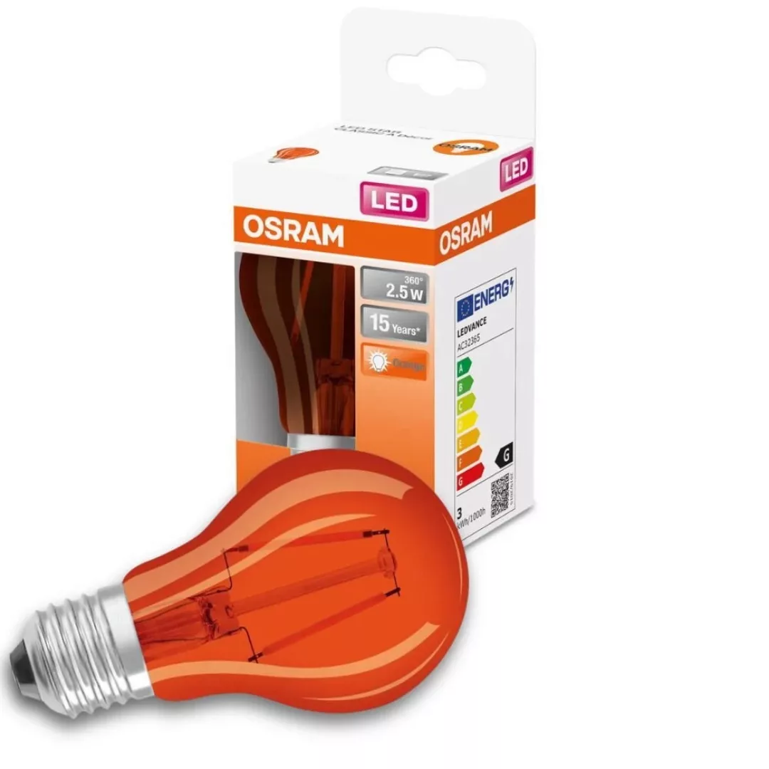 Osram LED Lampe ersetzt 17W E27 Birne - A60 in Orange 2,5W 45lm 1500K 4er P günstig online kaufen