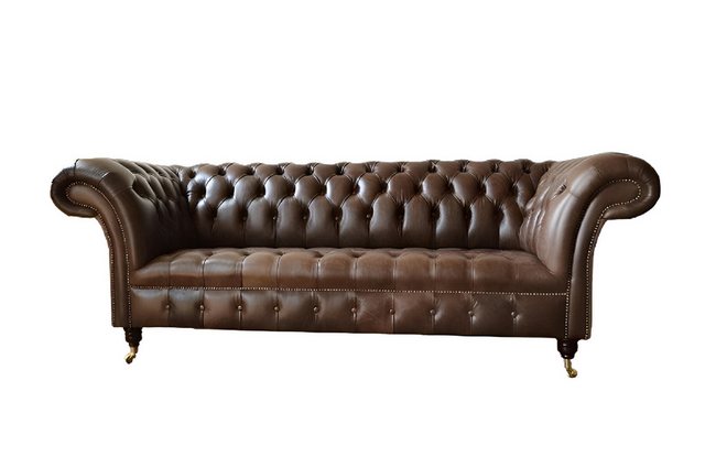 Xlmoebel Sofa Neu Chesterfield Stil Sofa in Braun mit Rollen, für 3 Persone günstig online kaufen