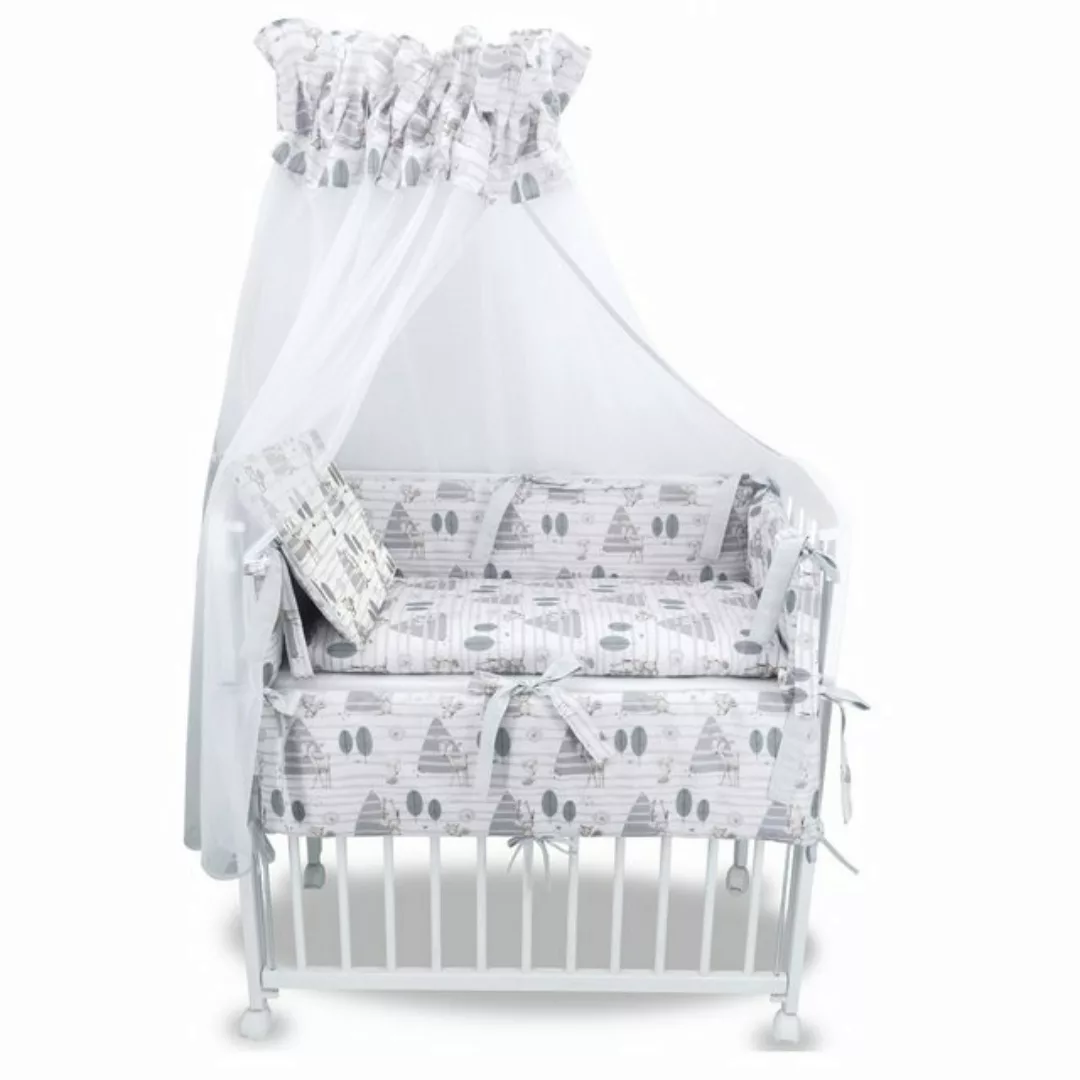 Baby-Delux Beistellbett Babybett Waldfreunde grau, 10-tlg., Stillbett 90x40 günstig online kaufen