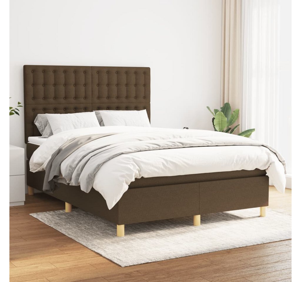 vidaXL Boxspringbett Boxspringbett mit Matratze Dunkelbraun 140x190 cm Stof günstig online kaufen