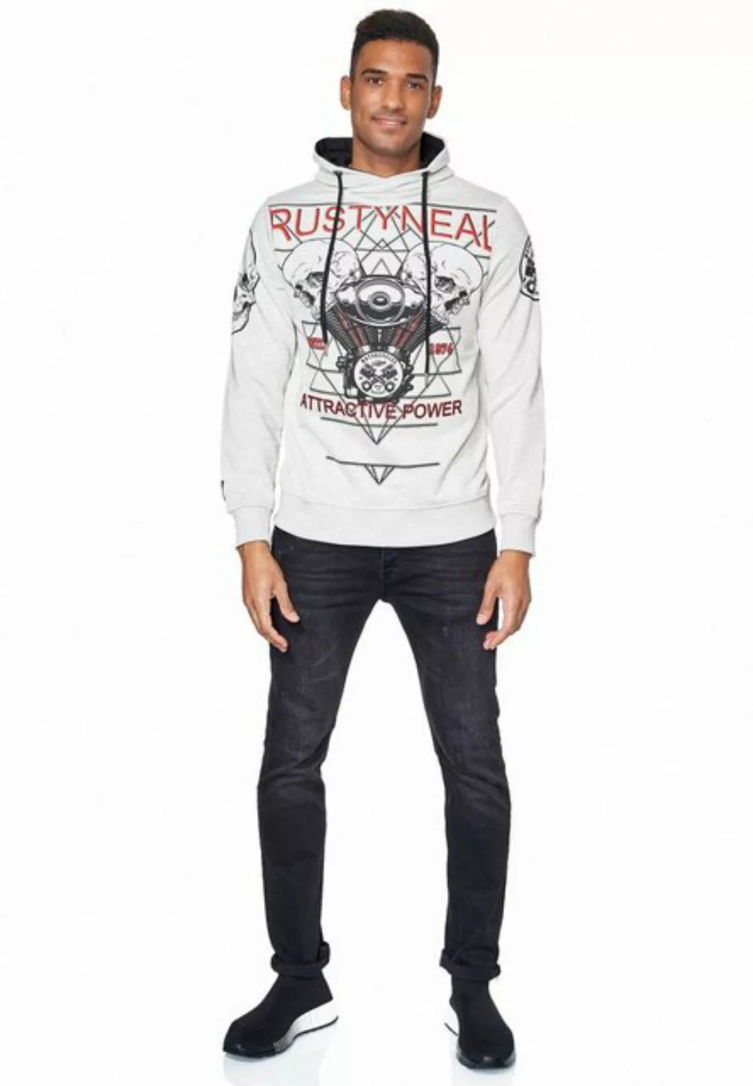 Rusty Neal Kapuzensweatshirt Rusty Neal Sweater mit rockigem Print günstig online kaufen