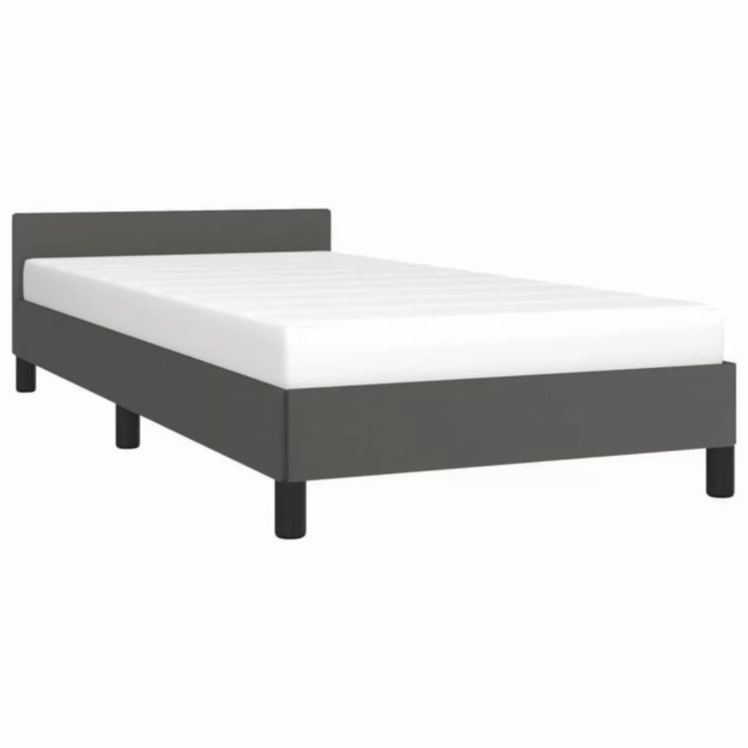 vidaXL Bett Bettgestell mit Kopfteil Grau 80x200 cm Kunstleder günstig online kaufen