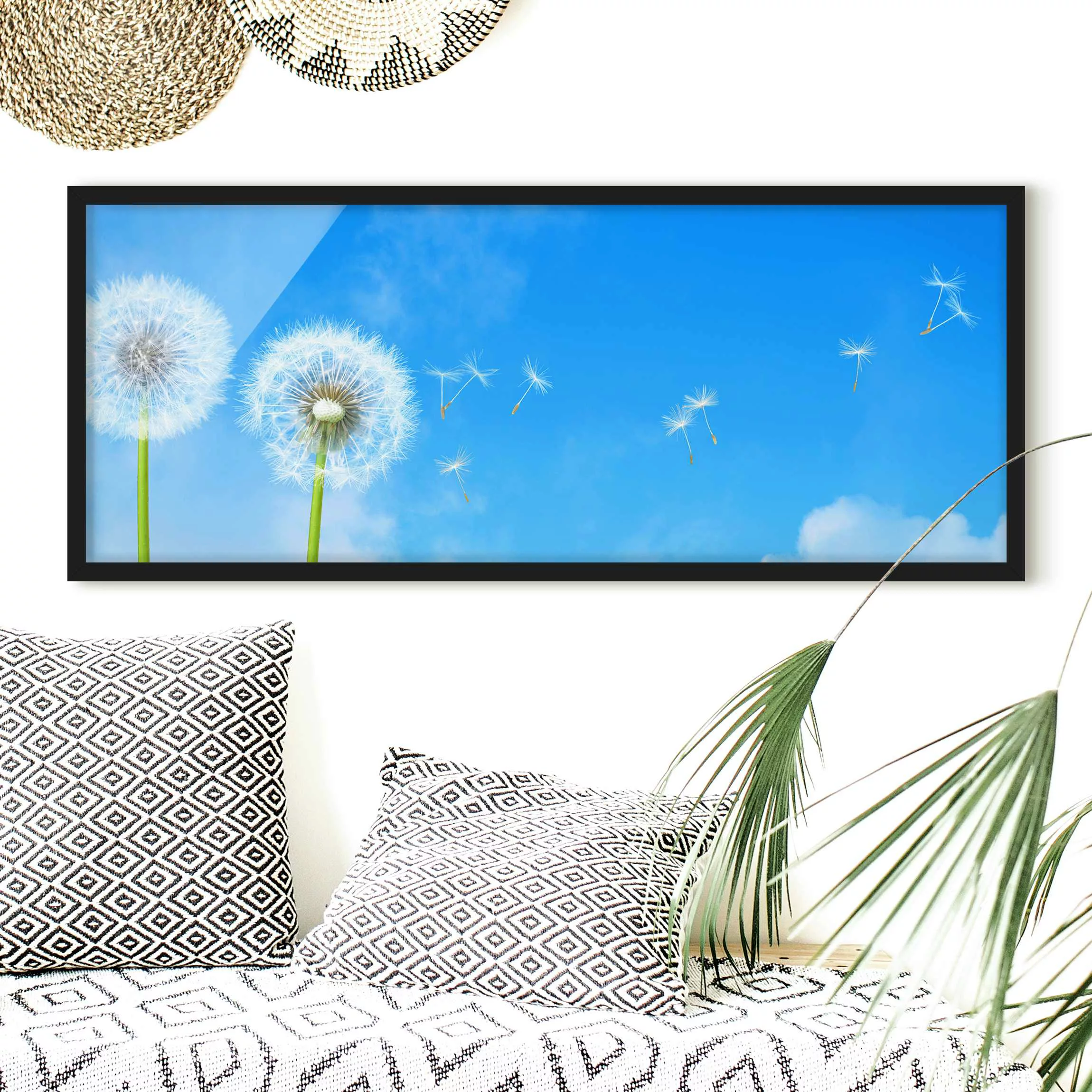 Bild mit Rahmen Blumen - Panorama Flying Seeds günstig online kaufen