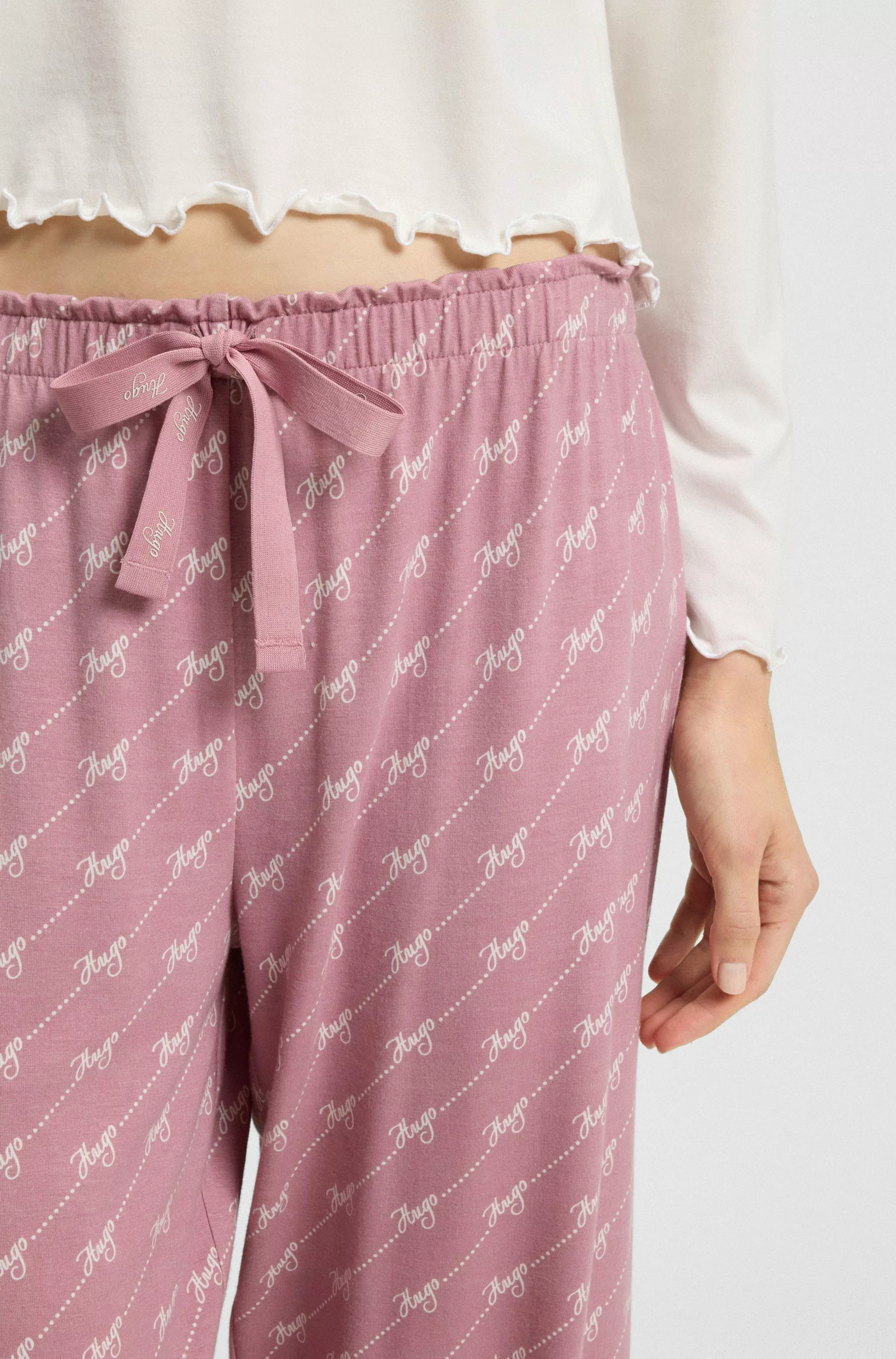 HUGO Underwear Pyjamahose, elastischer Bund, gerader Schnitt, gewellte Kant günstig online kaufen