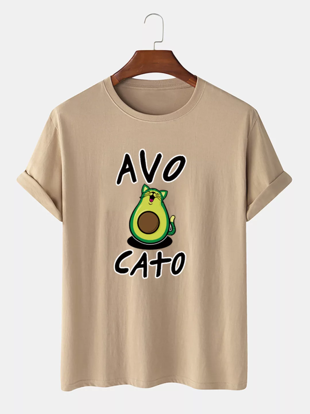 Männer 100% Baumwolle Spaß Cartoon Avocado gedruckt Casual T-Shirt günstig online kaufen