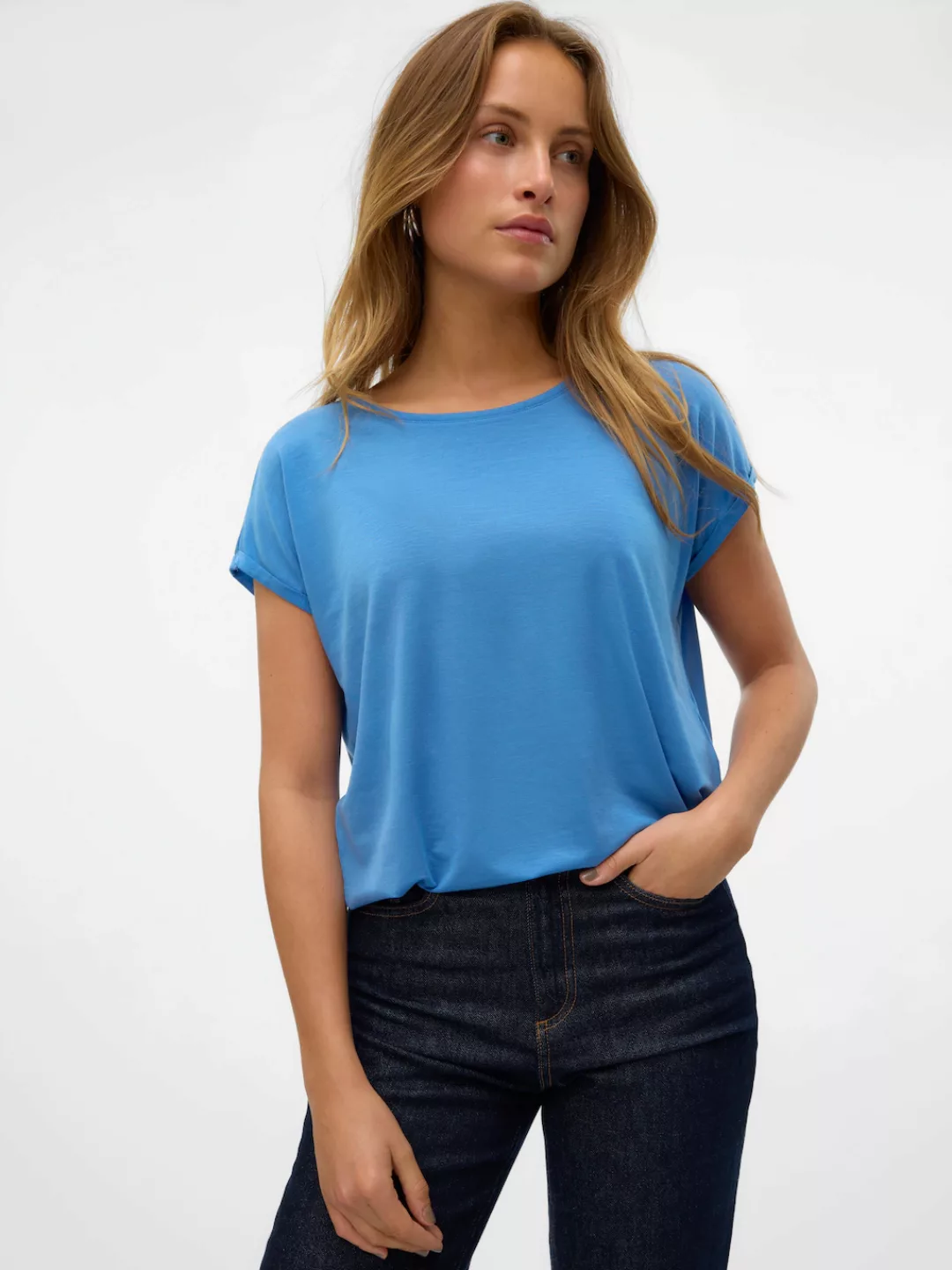 Vero Moda Rundhalsshirt "VMAVA PLAIN SS TOP GAJRS NOOS" günstig online kaufen