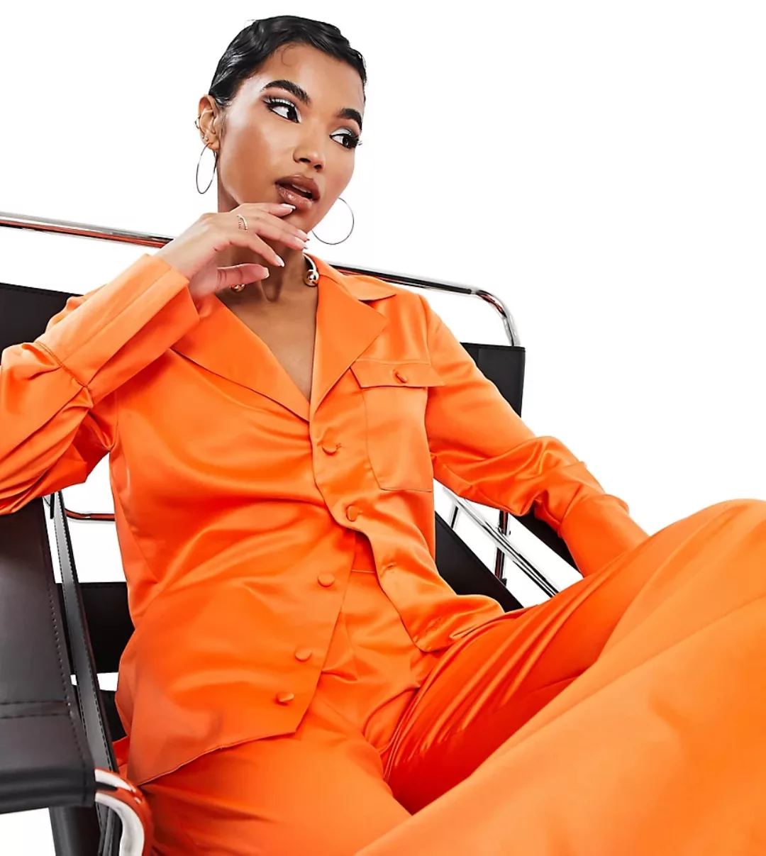 ASYOU – Hemd mit Knopfleiste und Manschetten in Orange, Kombiteil-Grün günstig online kaufen