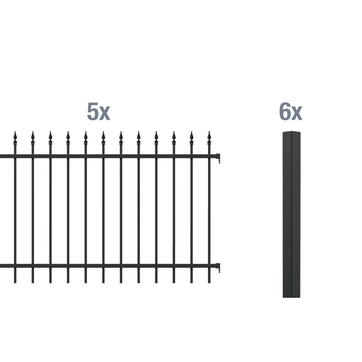 Metallzaun Grund-Set Chaussee Anthrazit z. Einbetonieren 100 cm x 1000 cm günstig online kaufen