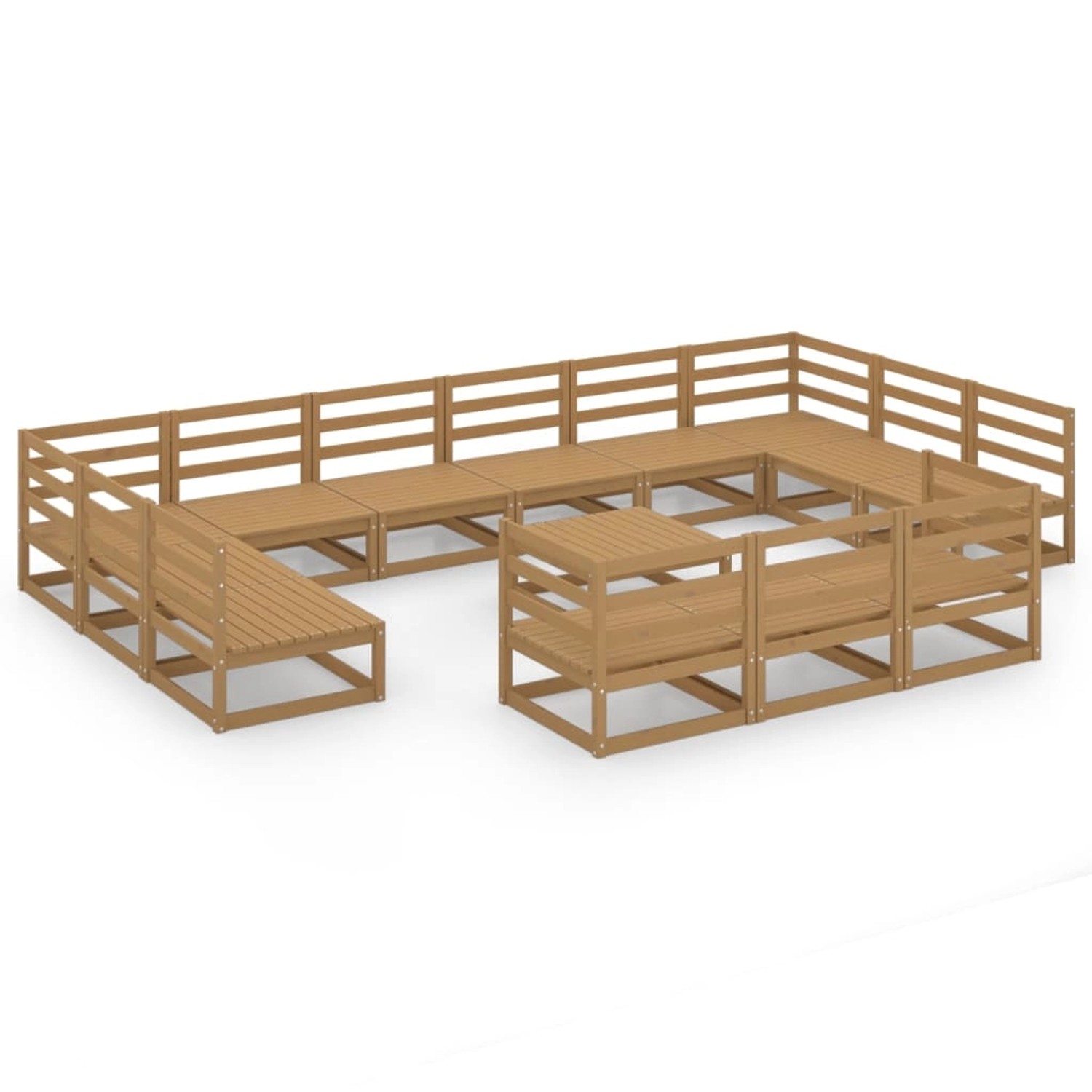 vidaXL 14-tlg Garten-Lounge-Set Massivholz Kiefer Modell 7 günstig online kaufen