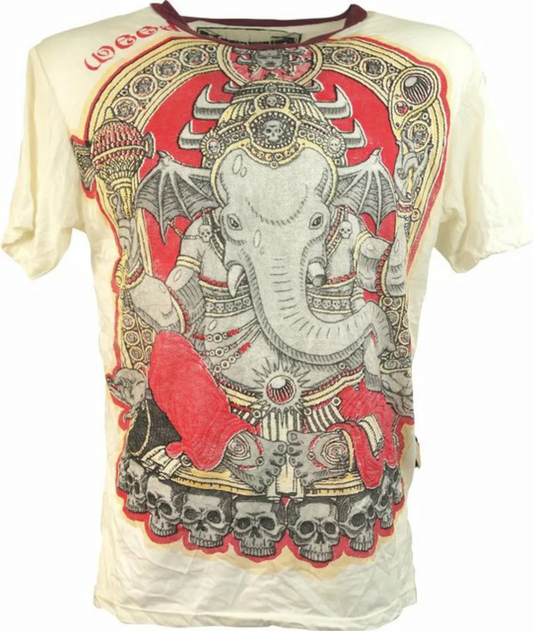 Guru-Shop T-Shirt Weed T-Shirt - Ganesh weiß Goa Style, Festival, alternati günstig online kaufen