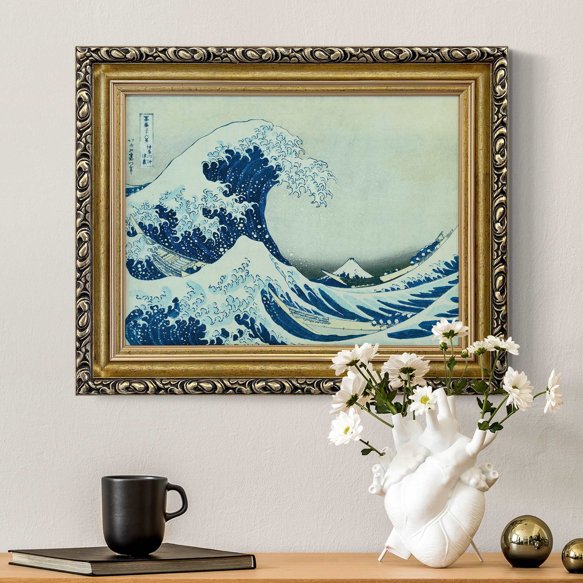 Gerahmtes Leinwandbild Katsushika Hokusai - Die grosse Welle von Kanagawa günstig online kaufen