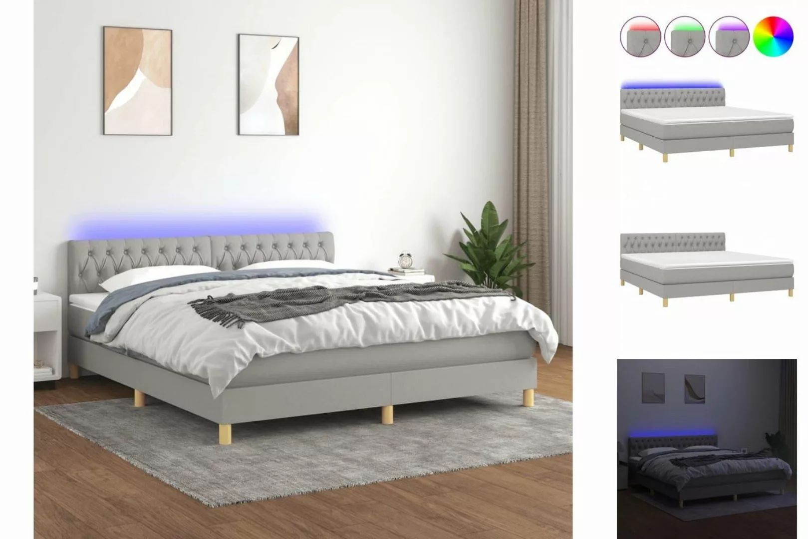 vidaXL Boxspringbett Bett Boxspringbett komplett mit Matratze & LED Stoff ( günstig online kaufen