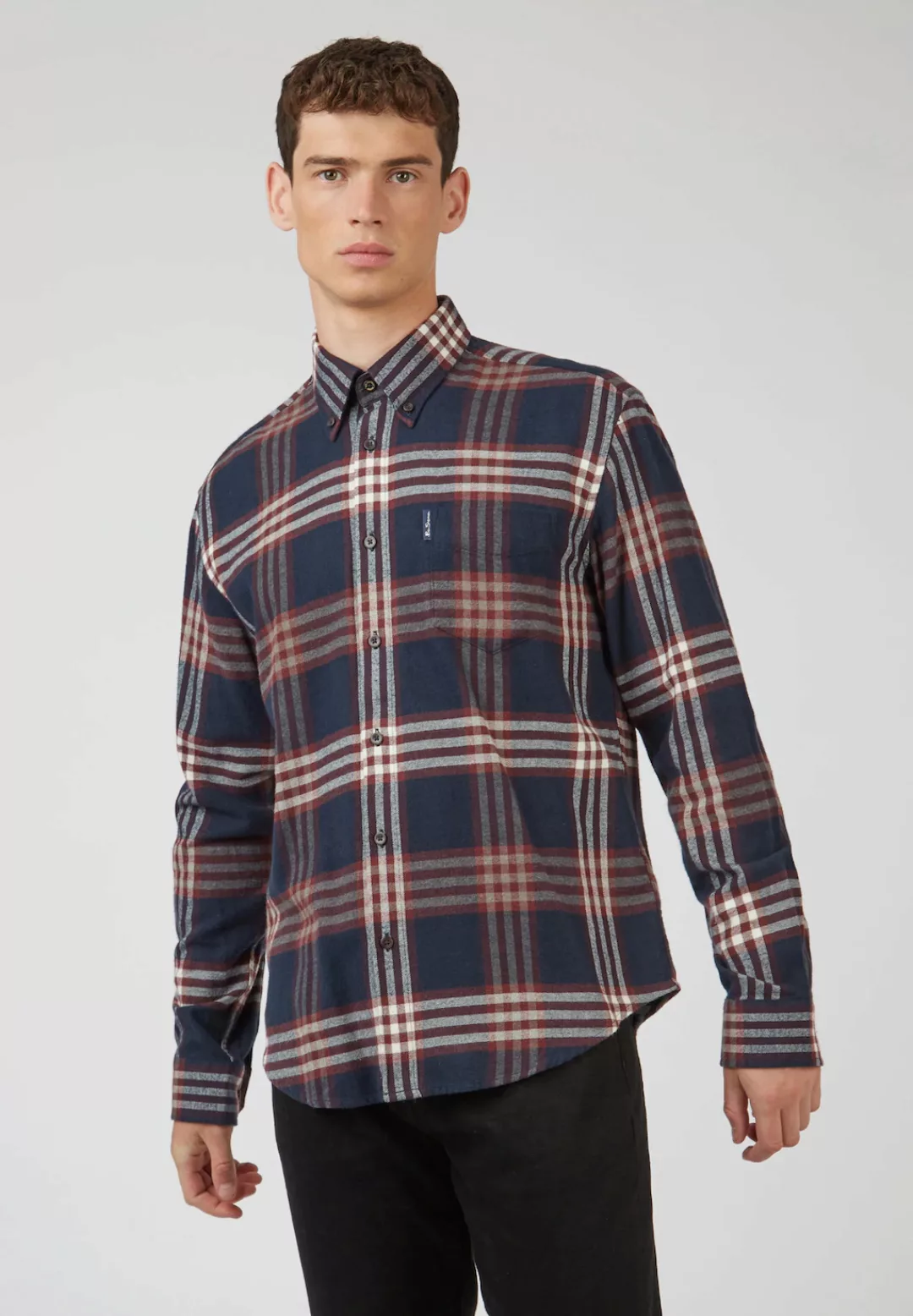 Ben Sherman Langarmhemd "Oversized Brushed Check", 3-Finger-Knopfleiste günstig online kaufen