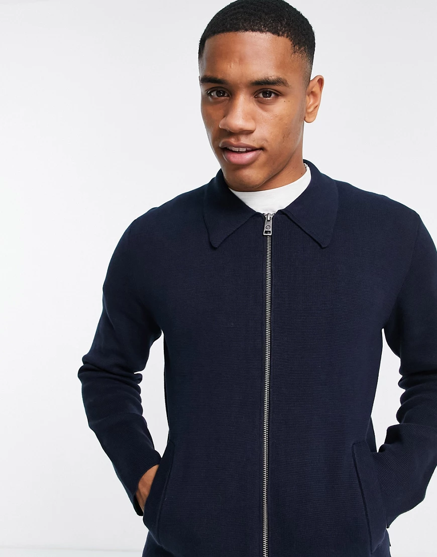 Ben Sherman – Milano – Strickjacke mit Reißverschluss-Marineblau günstig online kaufen