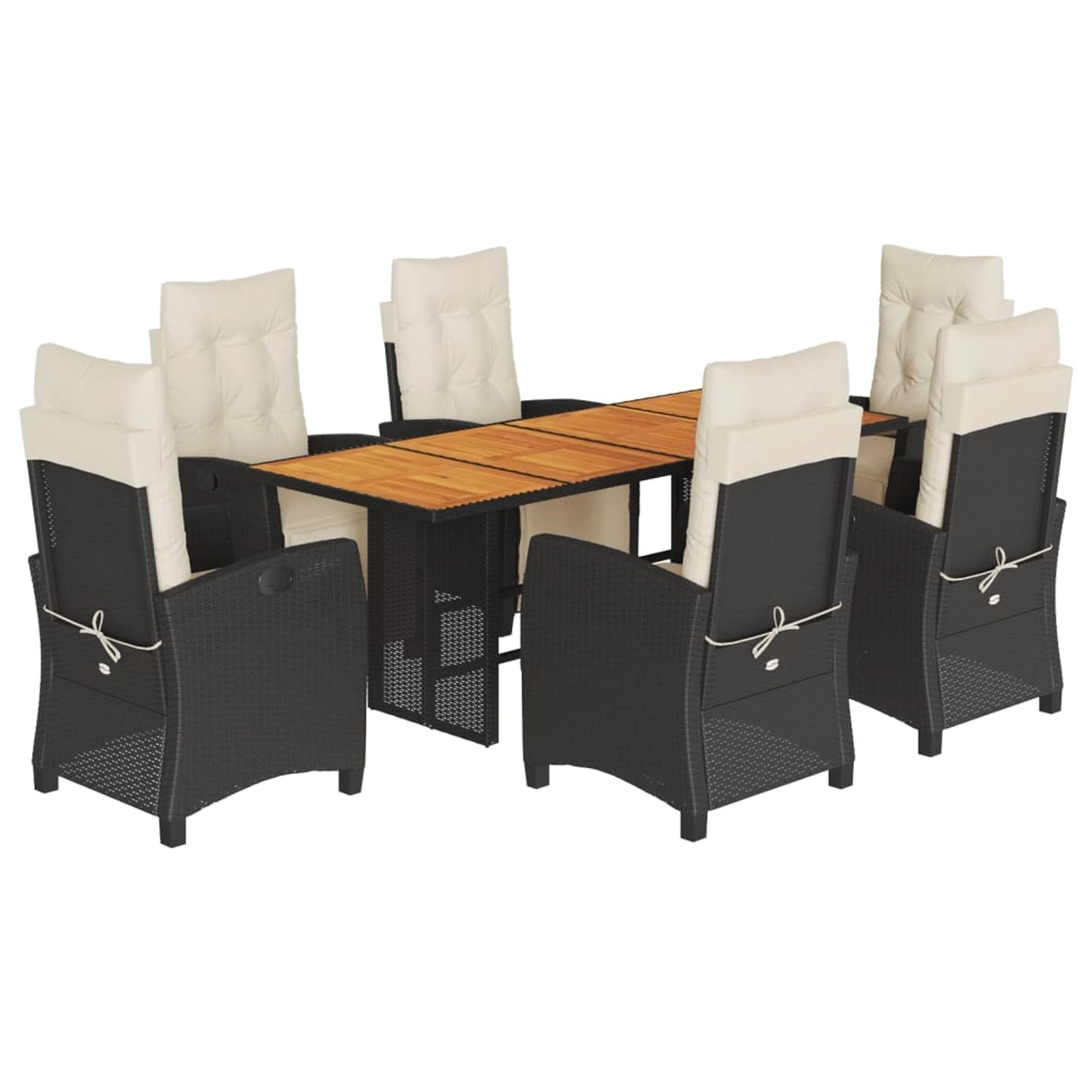 vidaXL 7-Tlg Garten-Essgruppe mit Kissen Schwarz Poly Rattan 3212934 günstig online kaufen