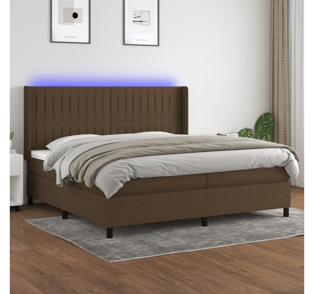 vidaXL Boxspringbett Boxspringbett mit Matratze LED Dunkelbraun 200x200 cm günstig online kaufen