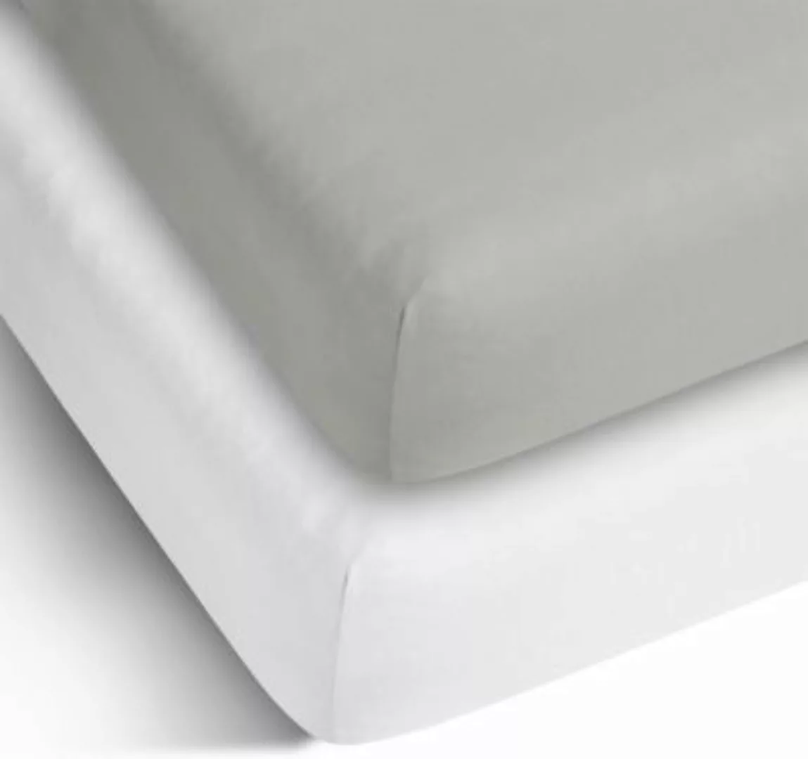 Aspero® 2 x Spannbettlaken aus Baumwolle Bettlaken grau/weiß Gr. 180-200 x günstig online kaufen